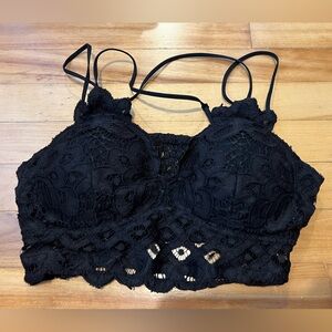 Black Lace Bralette with Delicate Crochet Detail